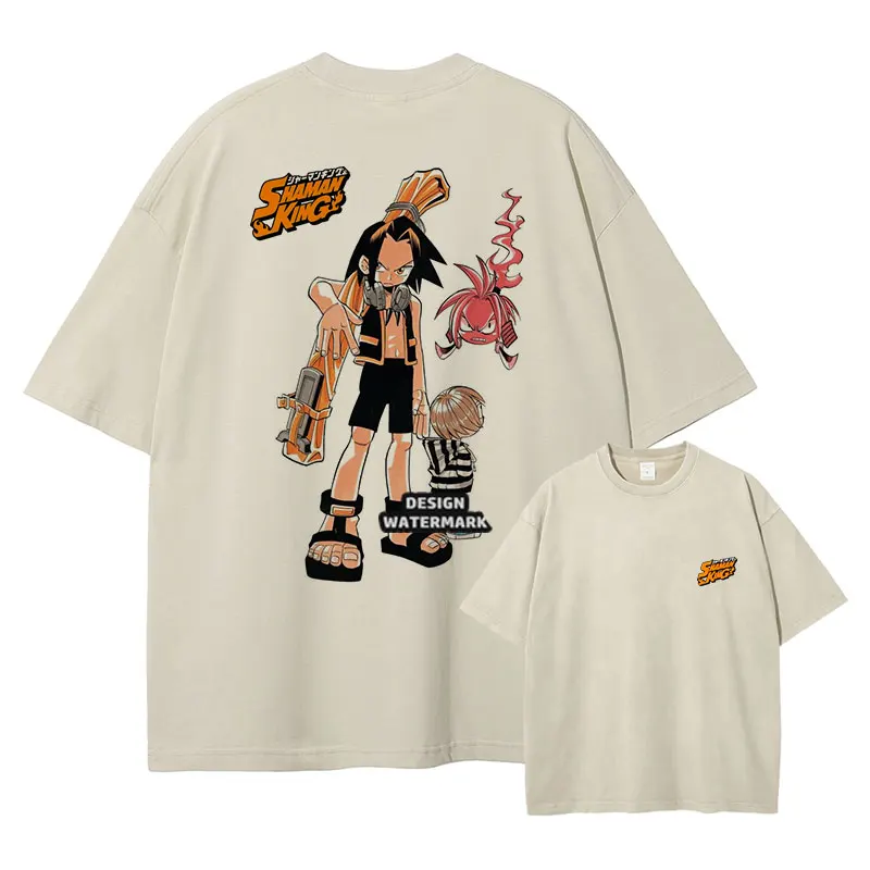 

Футболки с изображением аниме S-Shaman King, винтажная потертая футболка Asakura You, манга Asakura Hao Kyouyama Anna, футболки из 100% хлопка