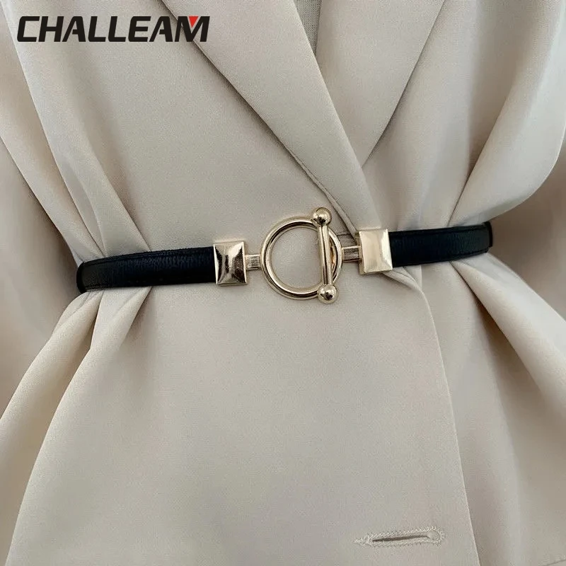 

Women's Belt Metal Buckle Fashion PU Black Belt Accessories Versatile Casual Matching Coat Decoration Sweater x610