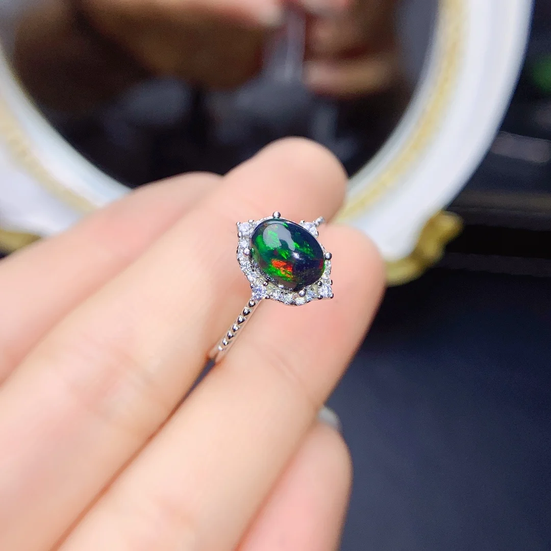 Vintage Black Opal Ring Rose Gold CZ Engagement Ring In 925 Sterling Silver wedding Bridal art deco Anniversary