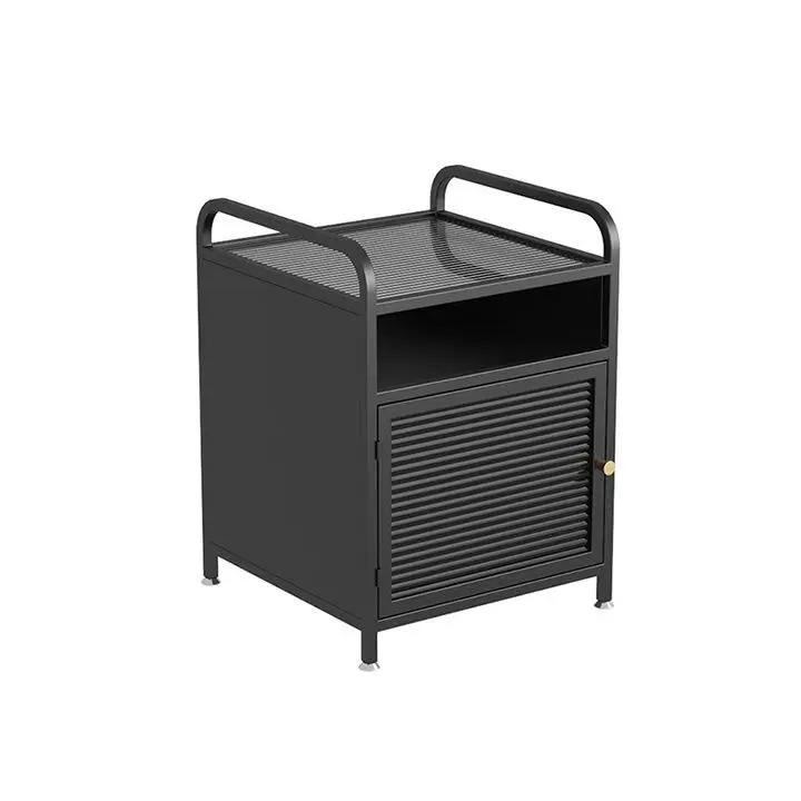 

Wrought iron locker glass bedside table bedroom storage cabinet living room high-end bedside table
