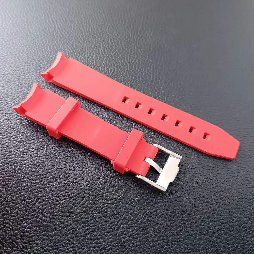 นาฬิกาผู้ชายสีดำ/ สีเขียว20มม. จับคู่คุณภาพ Tali Jam Tangan karet ชิ้นส่วนนาฬิกาหรูหราแบรนด์