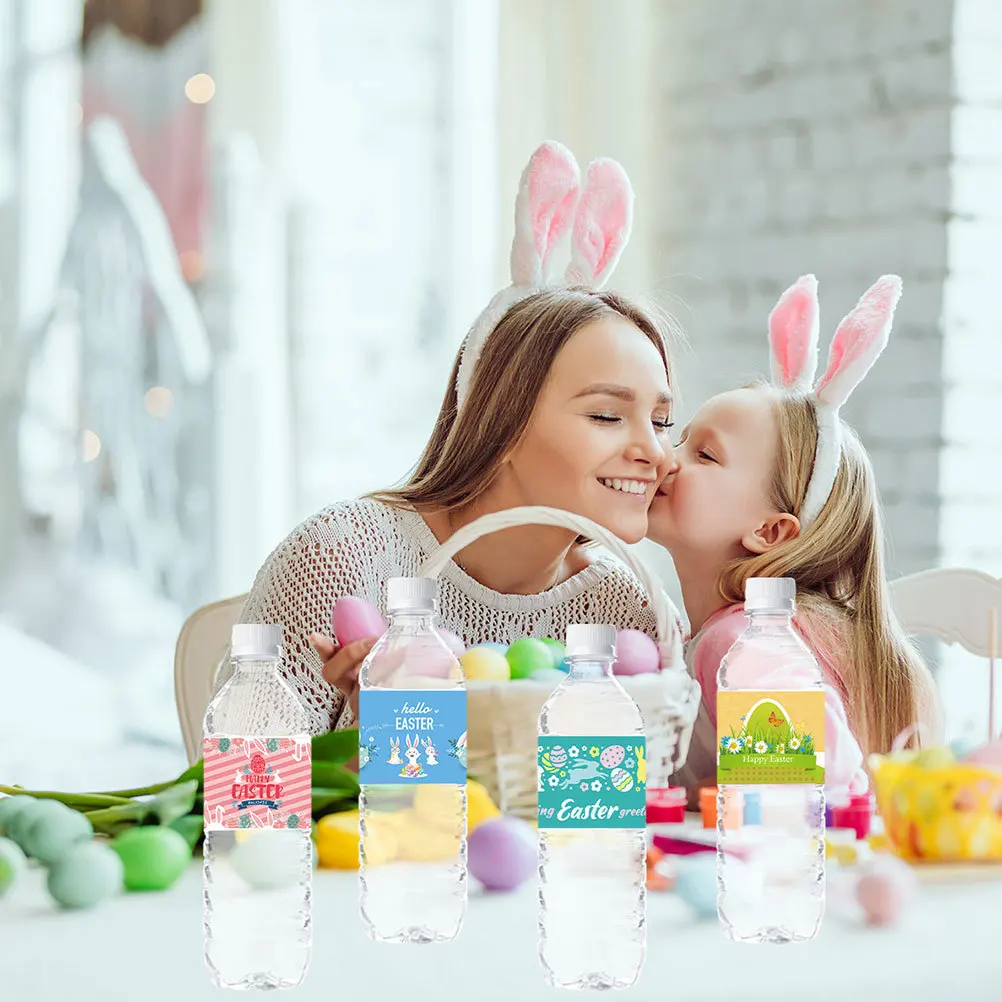 

24Pcs Easter Wine Stickers Unique Pattern Design Water Bottle DIY Stickers for Festive Party Supplies Bottle Covers Decals