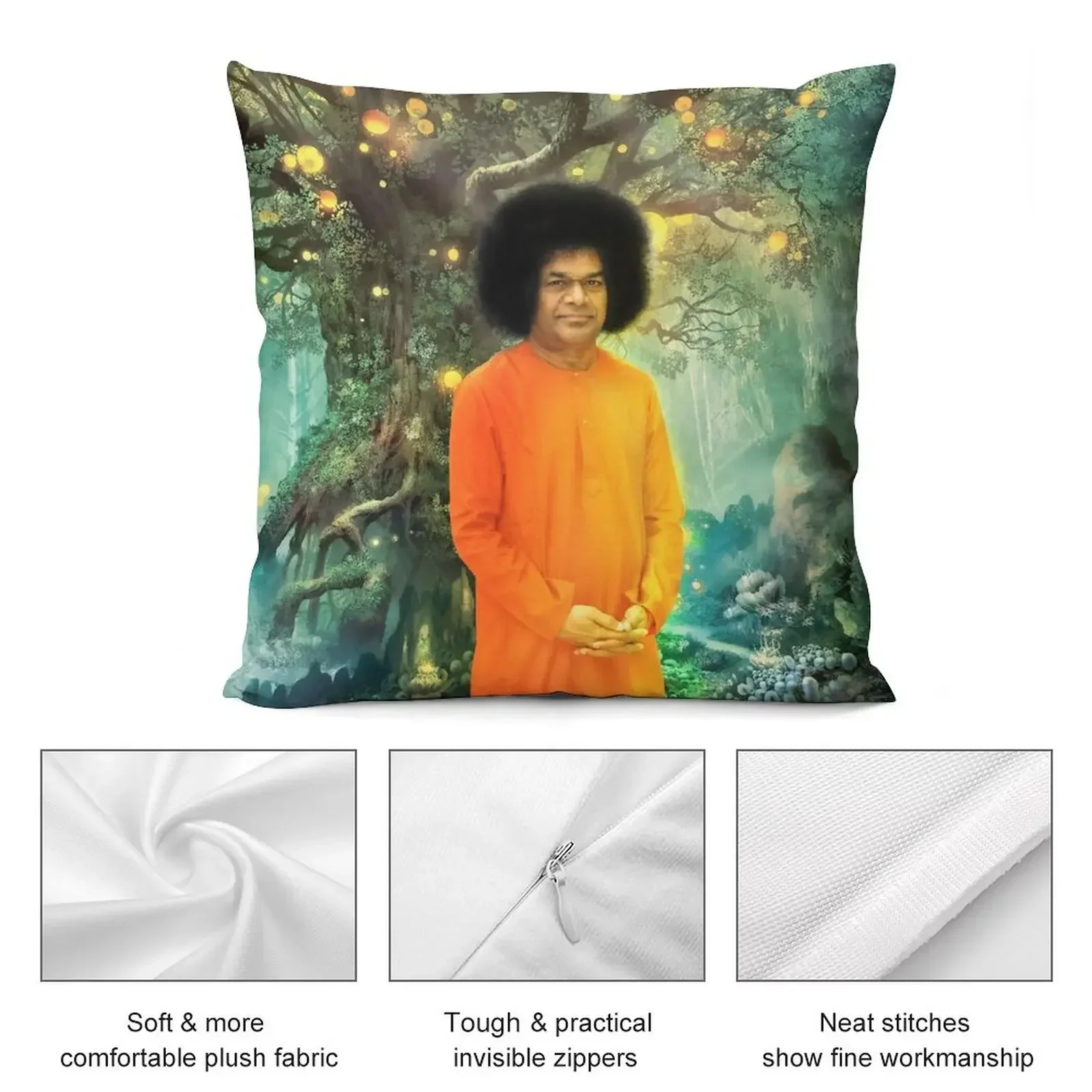 Sathya Sai - 2 Sathya's Corner Throw Pillow Cushions Home Decor autumn decoration pillow