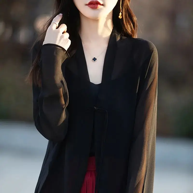 Elegant Fashion Harajuku Slim Fit Women's Clothing Loose Casual Sweat All Match Tops Women Solid Cardigan Long Sleeve Blouse