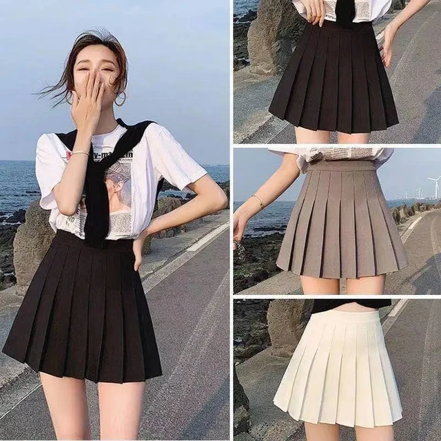 Krótka spódniczka damska plus size damska letnia z wysokim stanem Harajuku koreańska czarna mini plisowana spódniczka studentka mundurek
