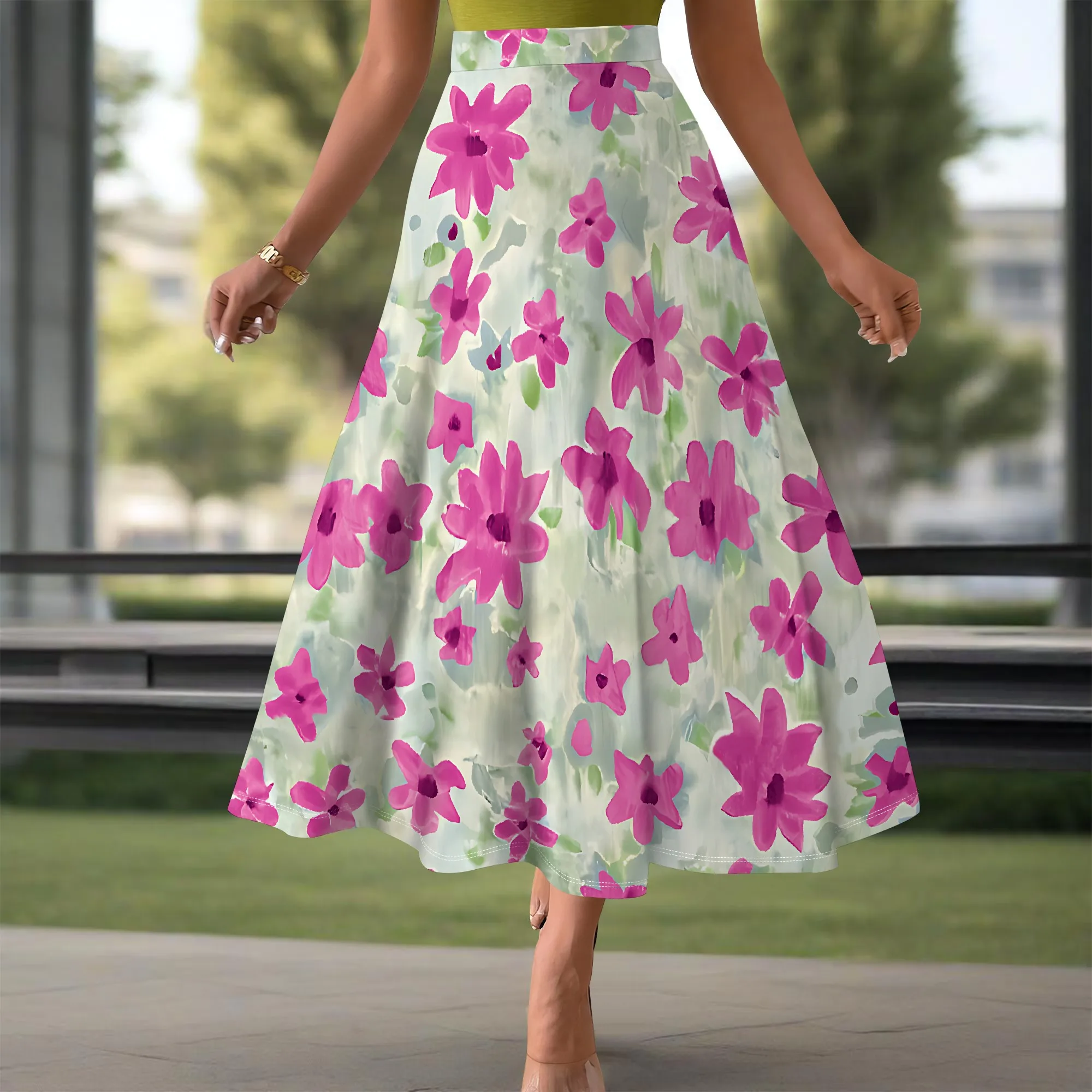 Women's  Sexy Loose Fashion Printed Hem Club Party Casual Vacation Long Skirt