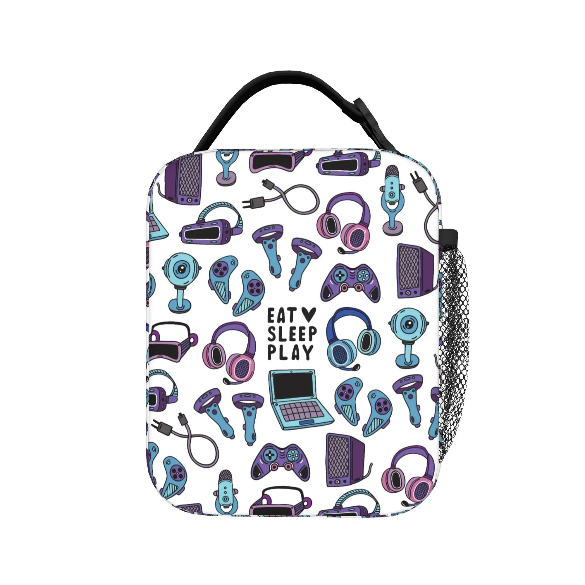 Game Controller Pattern Thermal Insulated Lunch Bags for Office  Portable Food Bag Container Cooler Thermal Lunch Box