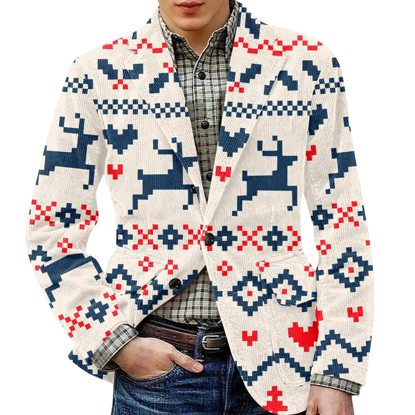 

Men'S Christmas Print Cardigan Jacket Warm And Comfortable Multi-Color Jacket Autumn And Winter Commuter Fashion Men'S Clothing