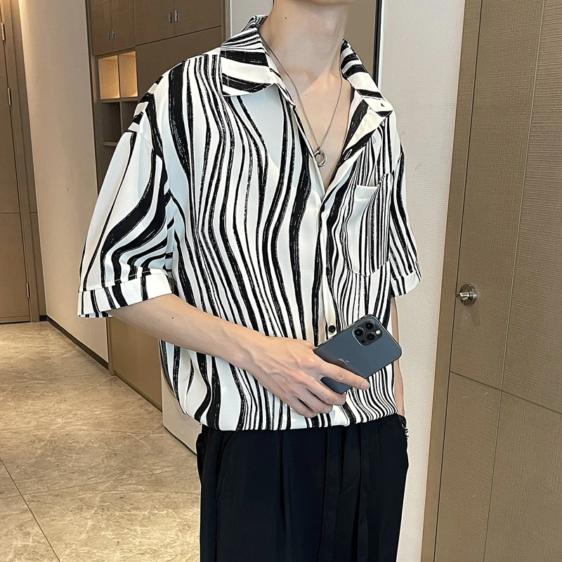 

Мужская футболка из ледяного шелка с коротким рукавом, летняя, тонкая, свободная, повседневная, модная, премиум-класса, в уличном стиле, приталенного кроя