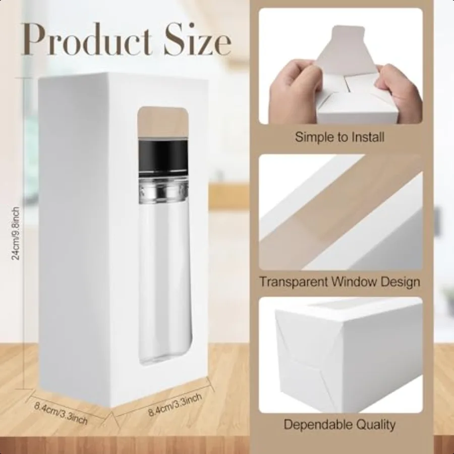 48 Pcs Gift Boxes for Sublimation Tumbler with Ribbon Tumblers Box with Window Transparent Exhibition Box for Gift Wrapping 12o