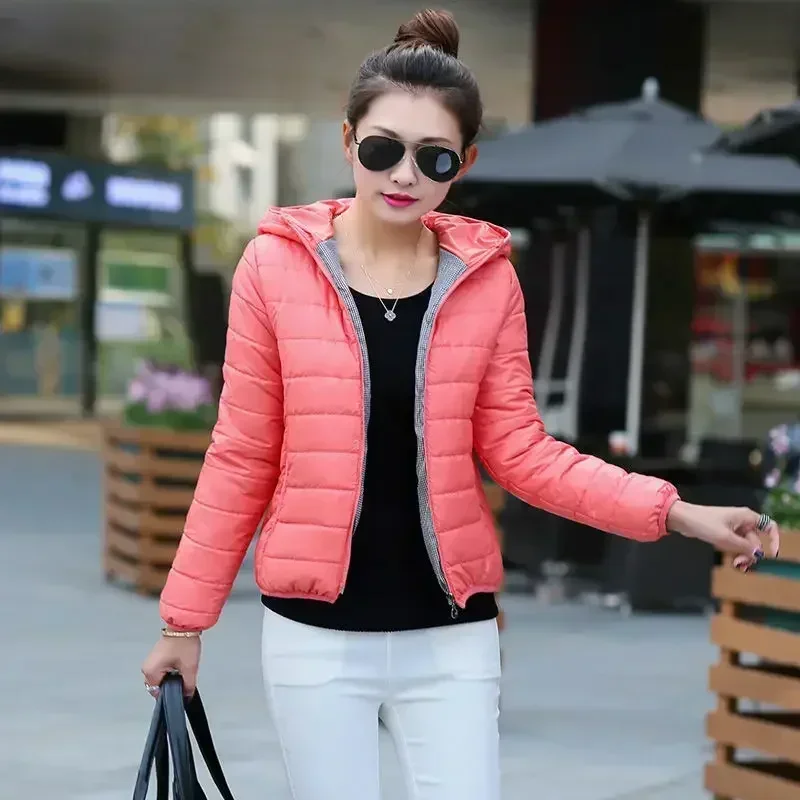 Jackets for Women Quilted Padded Lightweight Puffer Woman Coat Hoodie Short Yellow Thick Padding Feather Cropped Cute Modern Hot