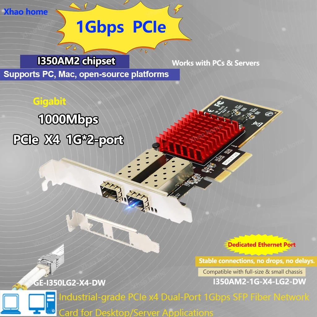 

Для Intel I350 двухпортовая гигабитная оптоволоконная сетевая карта SFP — Ethernet-карта PCI-E X4 для сервера/настольного компьютера/мягкого маршрутизатора, модуль LC SFP 1000 Мбит/с