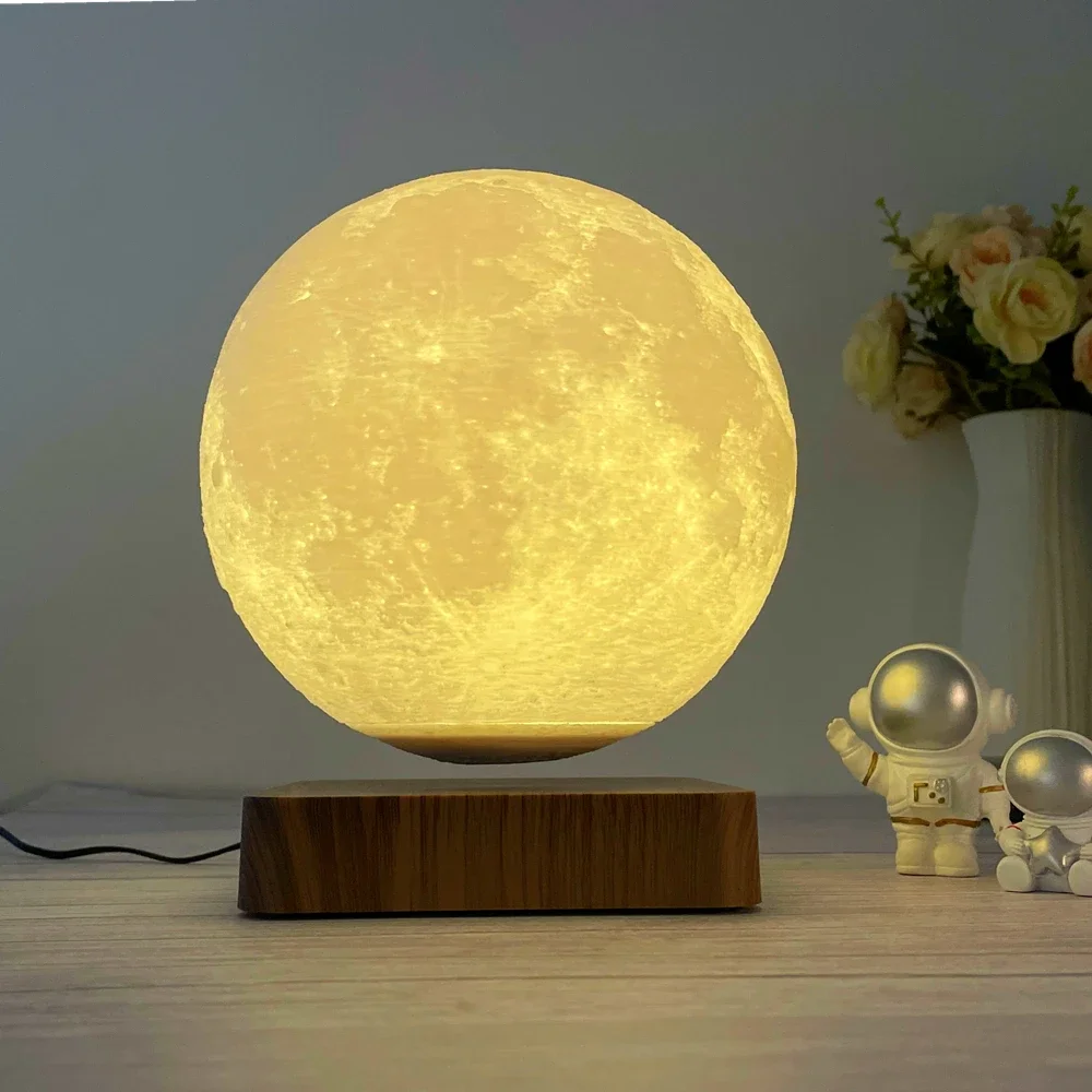 Dropshipping Printing Levitating Moon Lamp 18cm Floating Moon Lamp Hot sale LED Moon Lamp Fashion Wood Table Lamp Night Light