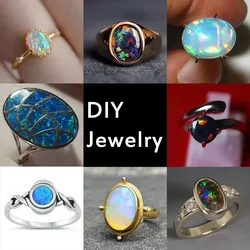 Eivorm Opaal Edelsteen Ovaal 7X9Mm Donkerblauw Vuur Kleur Opaal Flatback Cabochon Kralen Steen Voor Ring Sieraden Maken Lab Gemaakt