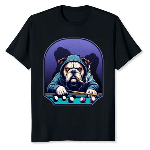

NEW LIMITED Bull Dog Billiards Funny Pool Billiards T-Shirt