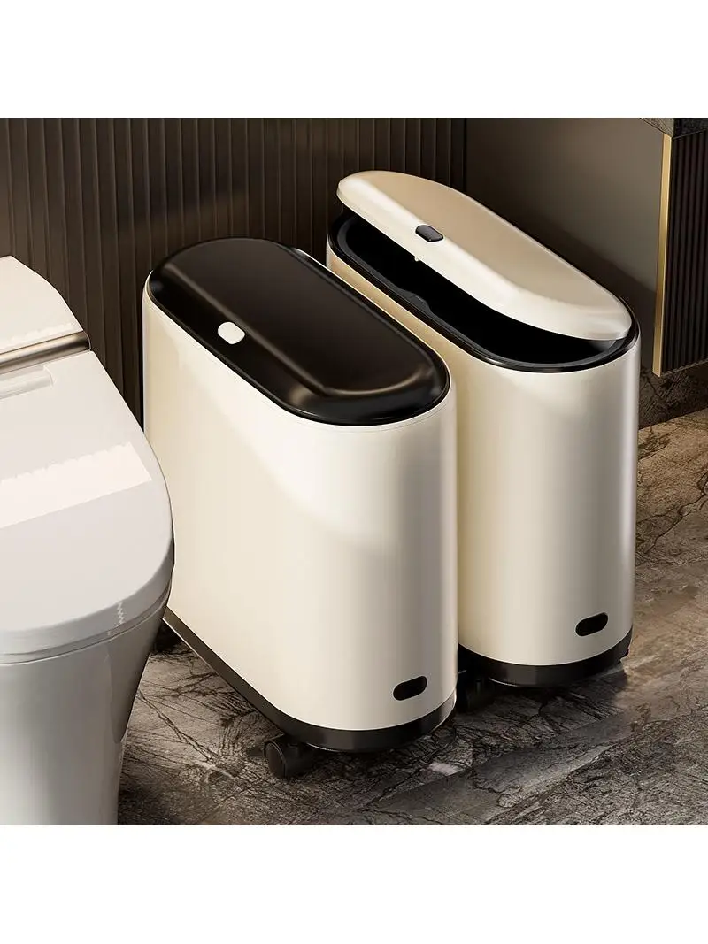 隙間ゴミ箱-家庭用トイレ隙間清掃バケツ-プレスキャップペーパーバスケット-密閉保管-狭い隙間用衛生バケツ