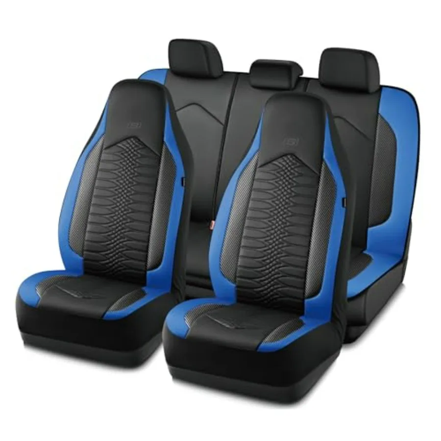 

Чехлы для автомобильных сидений из пены с эффектом памяти, кожаные чехлы для сидений с высокой спинкой, стеганый дизайн, водонепроницаемые чехлы для спортивных автомобилей, полный комплект, совместимые с подушками безопасности