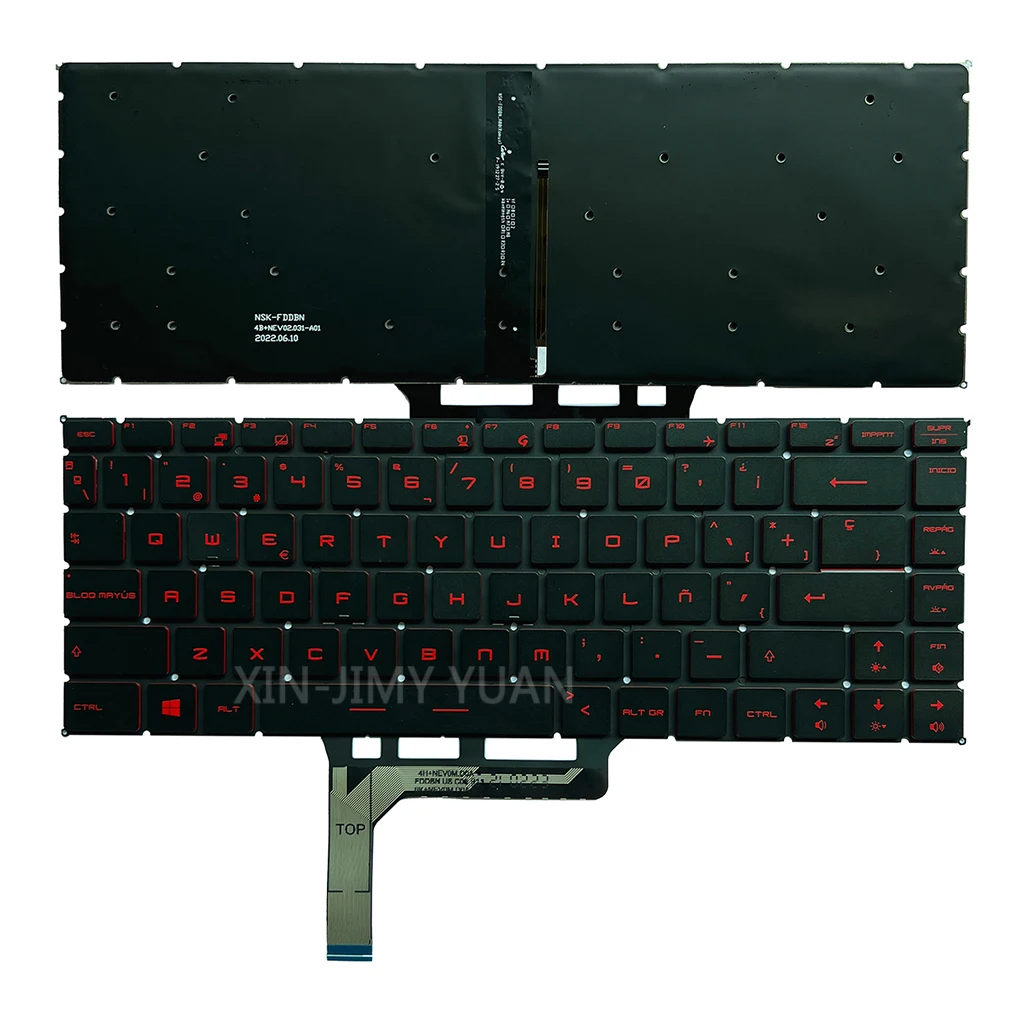 GS65 Spanish Backlit Keyboard For MSI GF63 GS65VR PS63 P65 GF65 PS42 WP65 WS65 MS-16Q1 MS-16Q2 MS-16Q3 MS-16Q4 8RC 8RD Red  SP