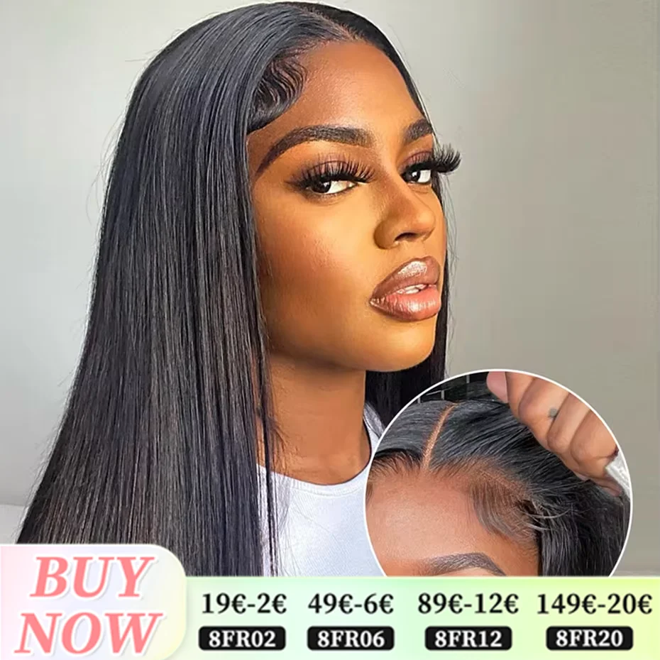 30 32Inch Bone Straight 6x4 Glueless Wig Pre Cut Human Hair Wigs 5x5 Transparent Lace Closure Wig For Women Brazilian Remy Hair