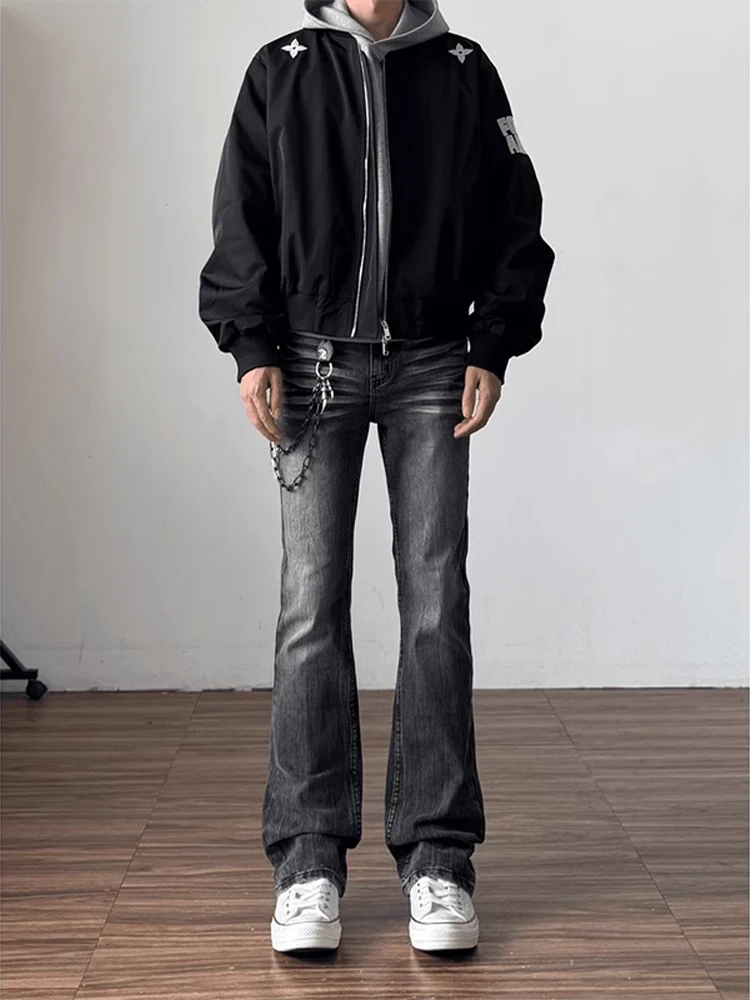 

Retro Bla Waed adient Straight Leg Men's Jeans High Street Vibe Micro Flared Pants Drapey Slimming Long Trousers