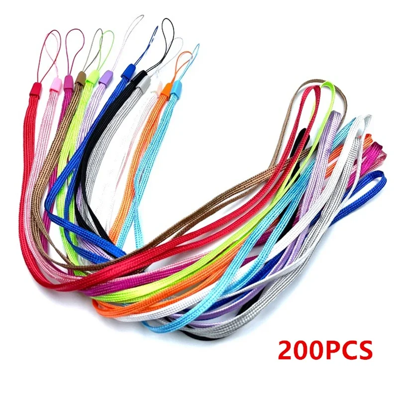 200Pcs Long Neck Hanging Rope Fine Lanyard Safety Rope For Keys ID Card Holder Phone Camera Wholesale of Simple Colored Keychain