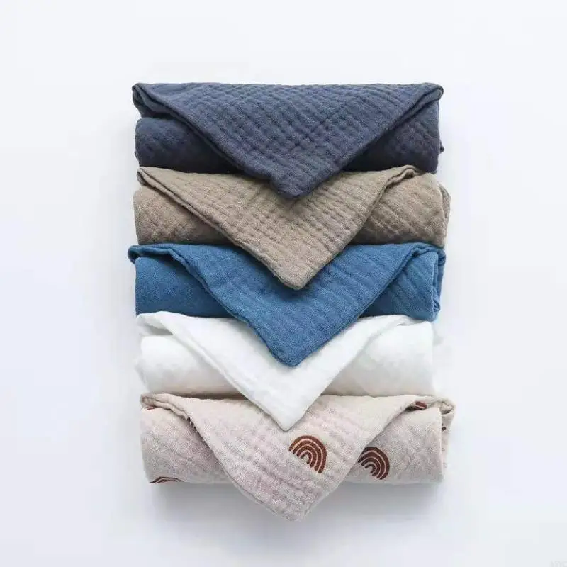 A5YC 5 PcsWashcloth Facecloth Handkerchief Muslin Cloth Feeding Bib Infant Wash Hand Face Wipes Baby Cotton Square Towels