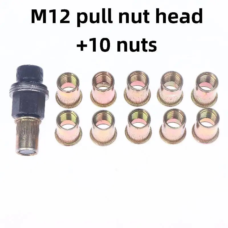 (YY) 11 قطعة/الحزمة 2025 جديد اليد جوزة برْشام دليل المبرشم الجوز أداة ملحق للمكسرات M3 M4 M5 M6 M8 M10 M12 تركيب بسيط