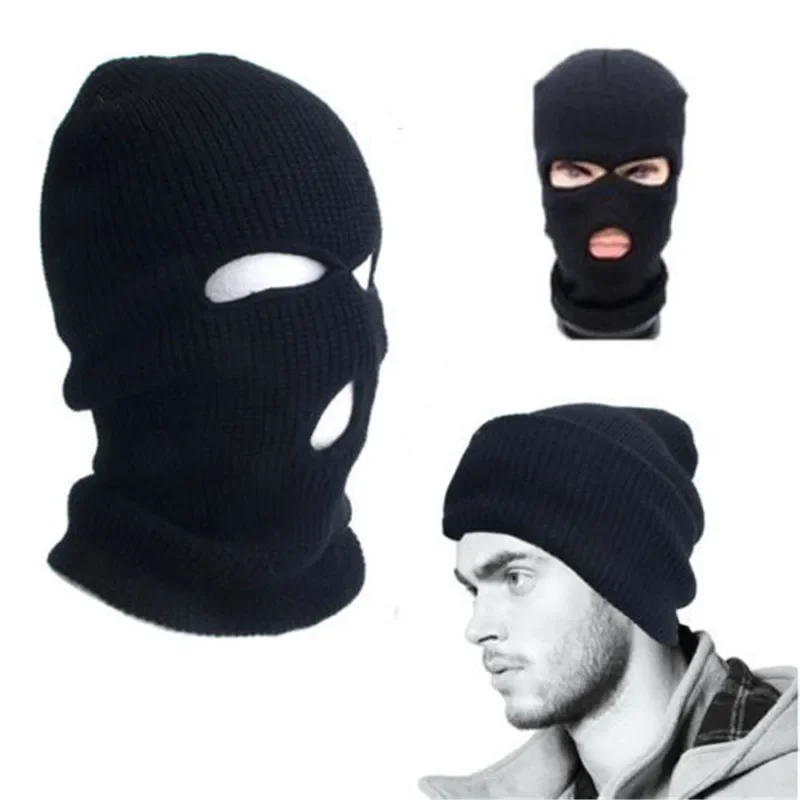 

Sombreros de invierno de ciclismo negro unisex divertido máscara sombrero hecho a mano lana punto bonnet halloween fiesta esquí