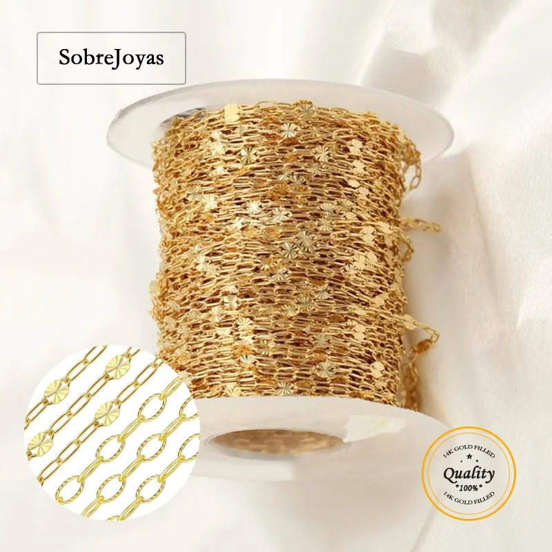 

Цепь звездочки с наполнителем из 14-каратного золота, 1 метр для продажи, незавершенная цепочка, цепочка для перманентных ювелирных изделий, цепочка «сделай сам»