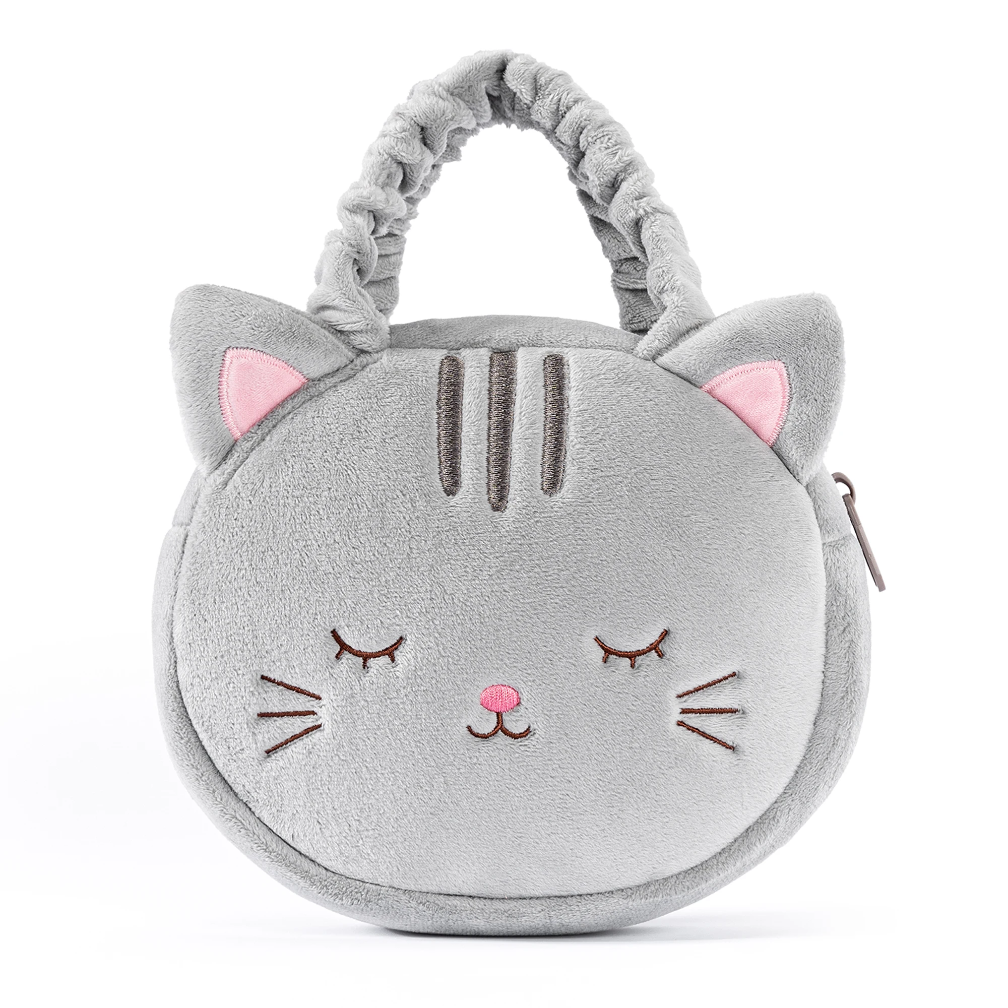 Cat Small Round Bag Single Shoulder bag Toddler handbag kids Handbags for girls Christmas Gifts Grey