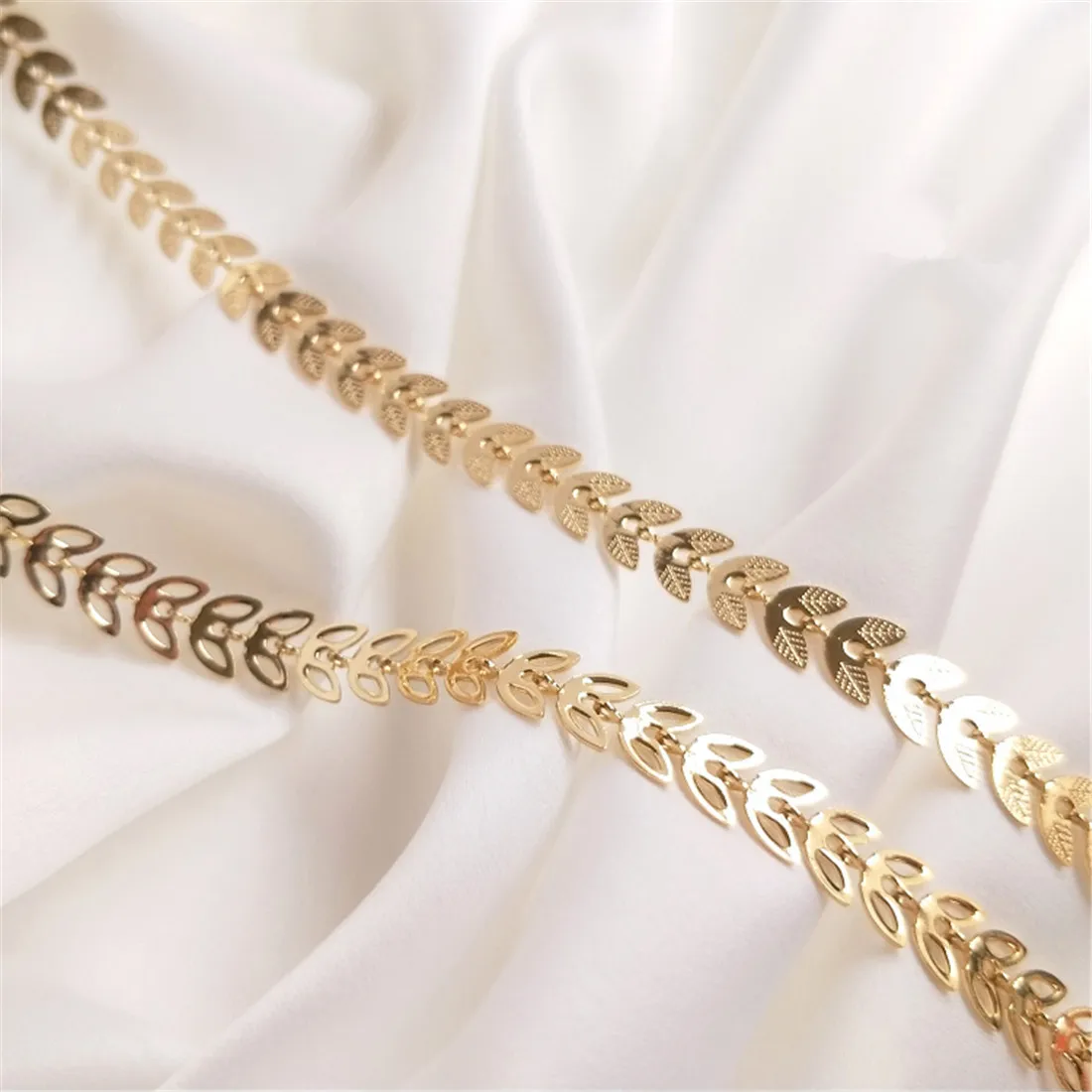 14K Gold Leaf Loose Chain Hand Chain Aircraft Hollow Willow Ear Jewelry Accessories Diy Handmade Materials B608