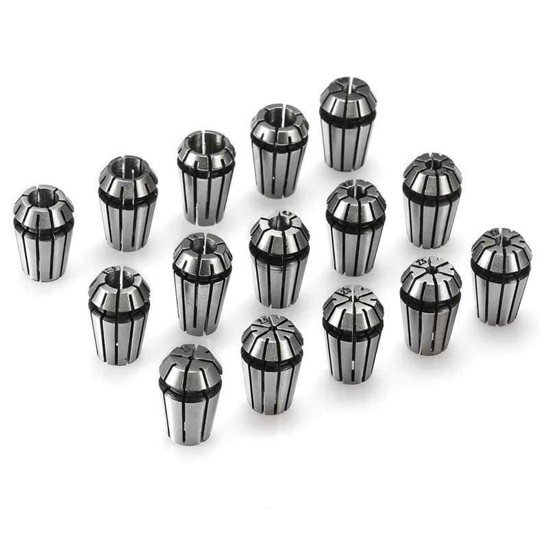 15PCS ER11 Precision Spring Collet Set for CNC Engraving Milling Lathe Chuck Tool 1.0mm-7.0mm & 1/4 inch 1/8 inch