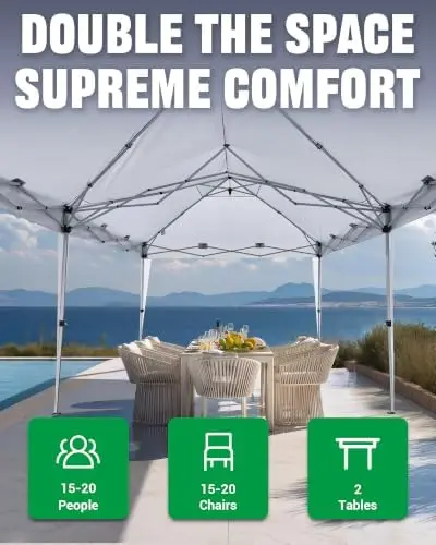 10x20 Pop Up Canopy Tent with 6 Removable Sidewalls, White, 10x20 | One-Push Center Lock Event Shelter with Church view 4