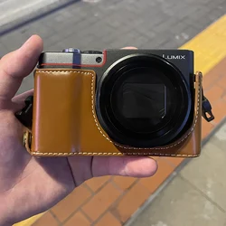 PU Leather Case Camera bag For Panasonic TZ200 TZ202 ZS220 ZS110 Half Body Base Cover with Bottom Opening Version