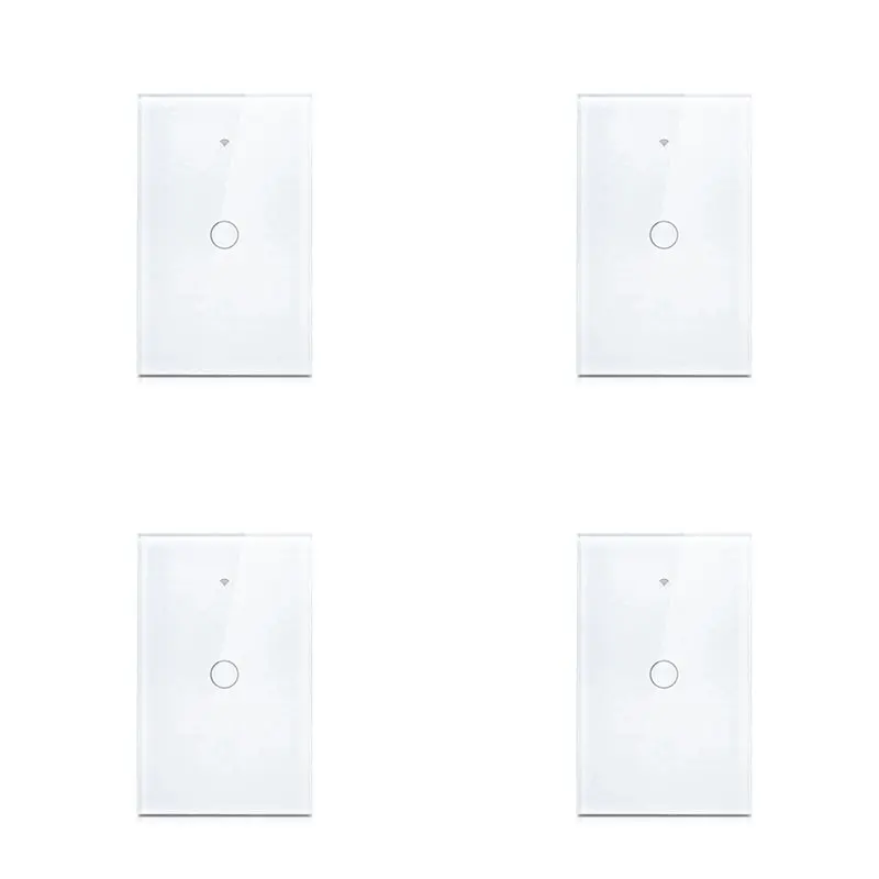 

ABBP-4X Умный настенный выключатель Tuya с Wi-Fi, 1-клавишный, без нейтрального провода, сенсорный, для LED-подсветки, совместим с Alexa и Google, белый