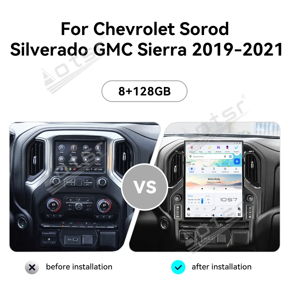 15.6 Inch Android 13.0 CarPlay For Chevrolet Silverado Tahoe GMC Sierra 2019-2021 Car Radio Multimedia Player GPS Navi Head Unit