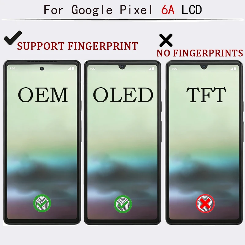For Google Pixel 6A OLED LCD Display Touch Screen Digitizer