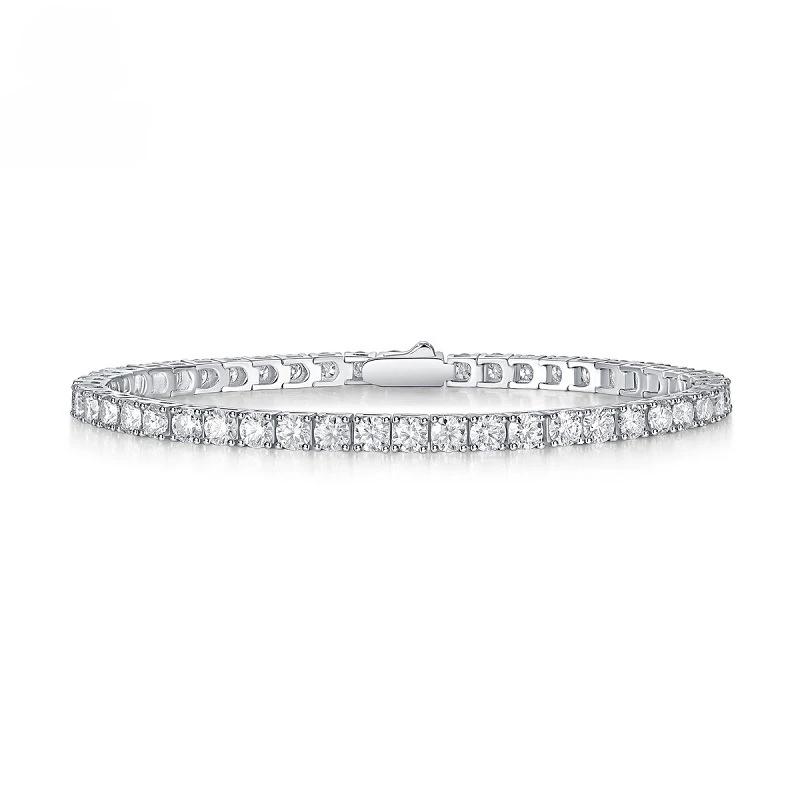 

3-5mm Iced Moissanite Tennis Bracelet Women 925 Sterling Silver D Color VVS1 Lab Diamond Link Chain Bracelets Bangle Hiphop Ins