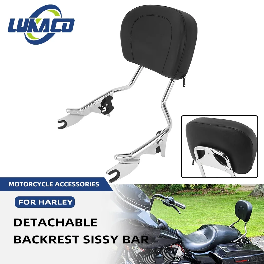 

Detachable Motorcycle Iron Sissy Bar Passenger Backrest Pad For Harley Road King CVO Street Glide Road Glide Special 2009-2023