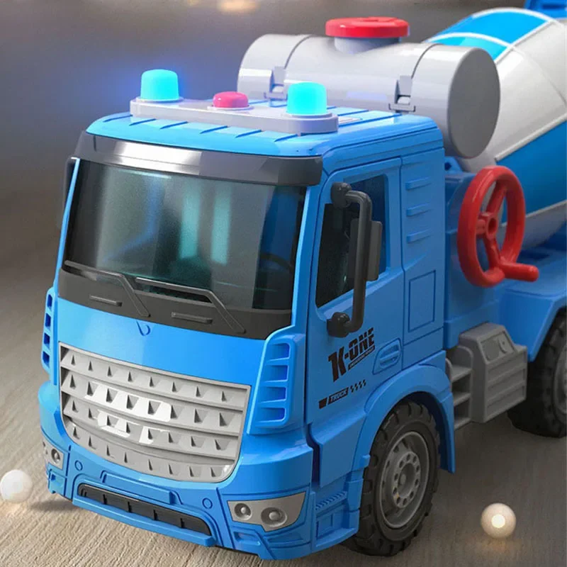 Large Simulation Engineering Mixer Truck Model Inertia Transporter Concrete Cement Light Music Kids Toys Gift 2 To 6 Years Old