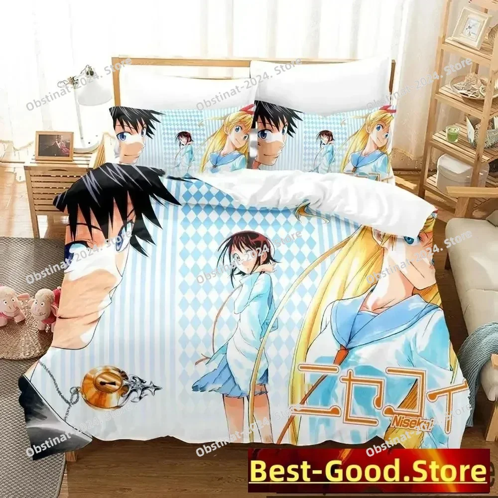

3D Anime Nisekoi False Love Bedding Set Printed Bed Set Duvet Cover Sheet Pillowcase Bed Soft Quilt Cover Full Queen King Size