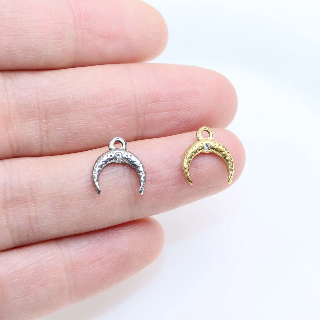 5 sztuk dżetów ze stali nierdzewnej księżyc moda biżuteria Charms wisiorek DIY rzemieślnicze płyta próżniowa wodoodporna antyalergiczna