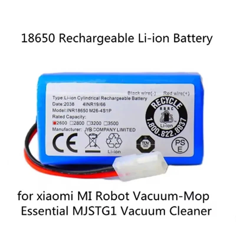 14.4V 9800mAh Li-ion Battery Pack 4S1P, Replacement for Xiaomi Mijia G1 MJSTG1 SKV4136GL Robot Vacuum