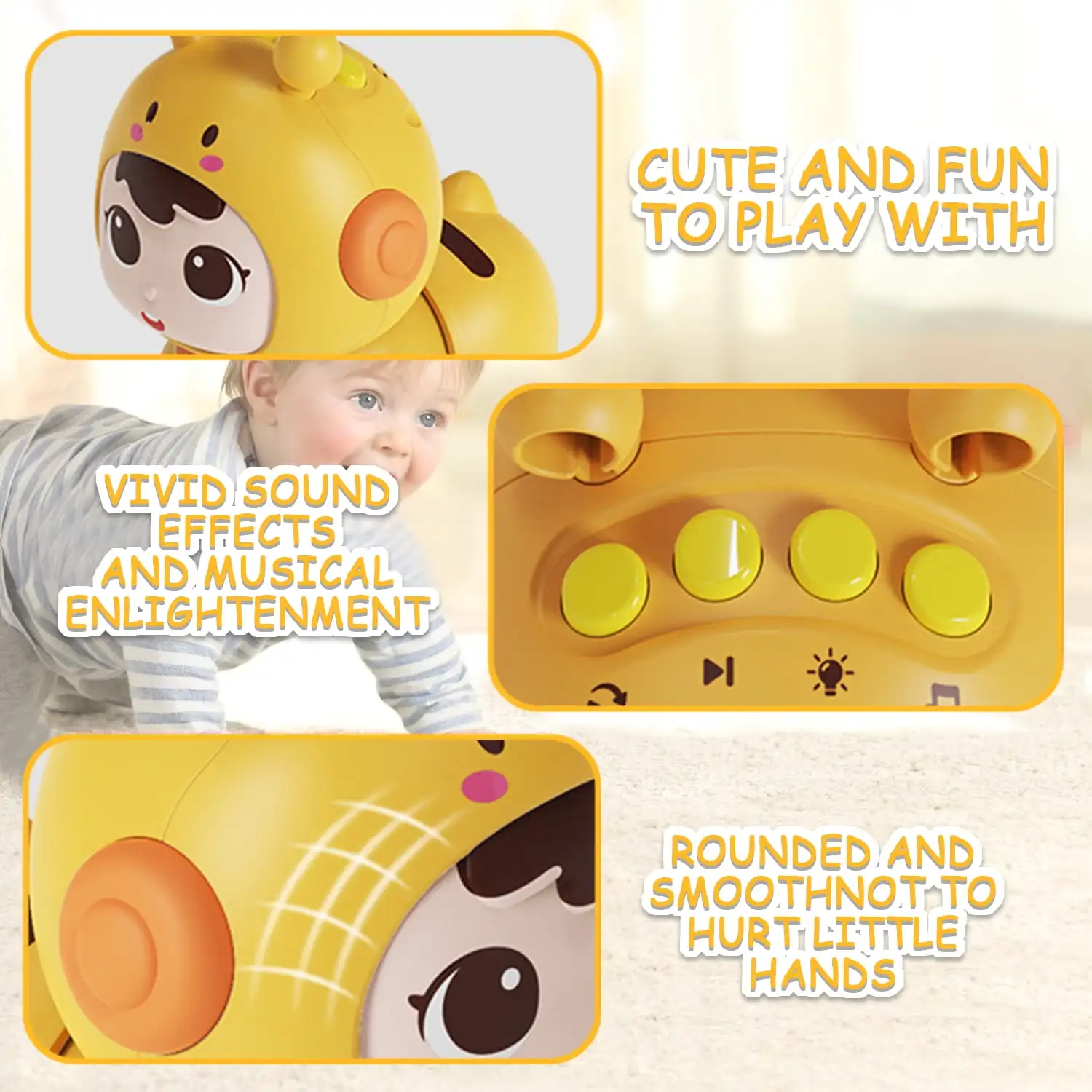 ของเล่นเด็กคลานพร้อมดนตรีและแสงไฟ ของเล่นตุ๊กตาเด็กทารก ของเล่นเด็กเล็ก ของเล่นเสริมพัฒนาการ ของขวัญวันเกิดสำหรับเด็กวัยเตาะแตะ