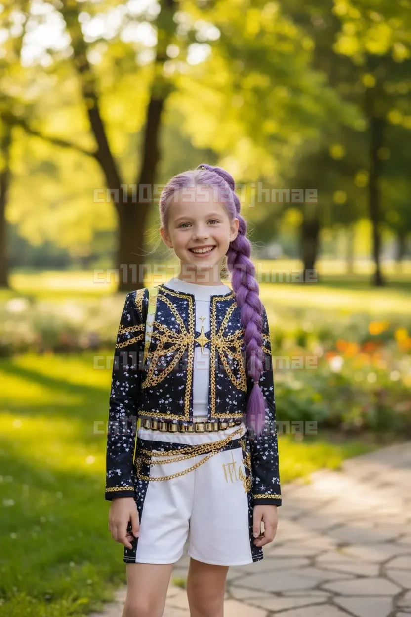 Disfraz de película Kpop Mira para niños y niñas, disfraz estampado de cazadores de demonios, Zoey Rumi, ropa de espectáculo de Carnaval, conjunto de Huntrix para niñas