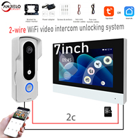 7inch Color Touch Screen 2 Wire Video Intercom Video Door Phone Smart Home Tuya Wifi 1080P Camera Doorbell Door Security System