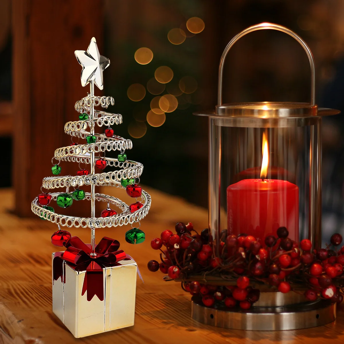 

1pcs Tree Decor Mini Iron Spiral Gift Box Mini Christmas Decor Desktop Party Home Hotel Decoration Xmas Ornament Craft