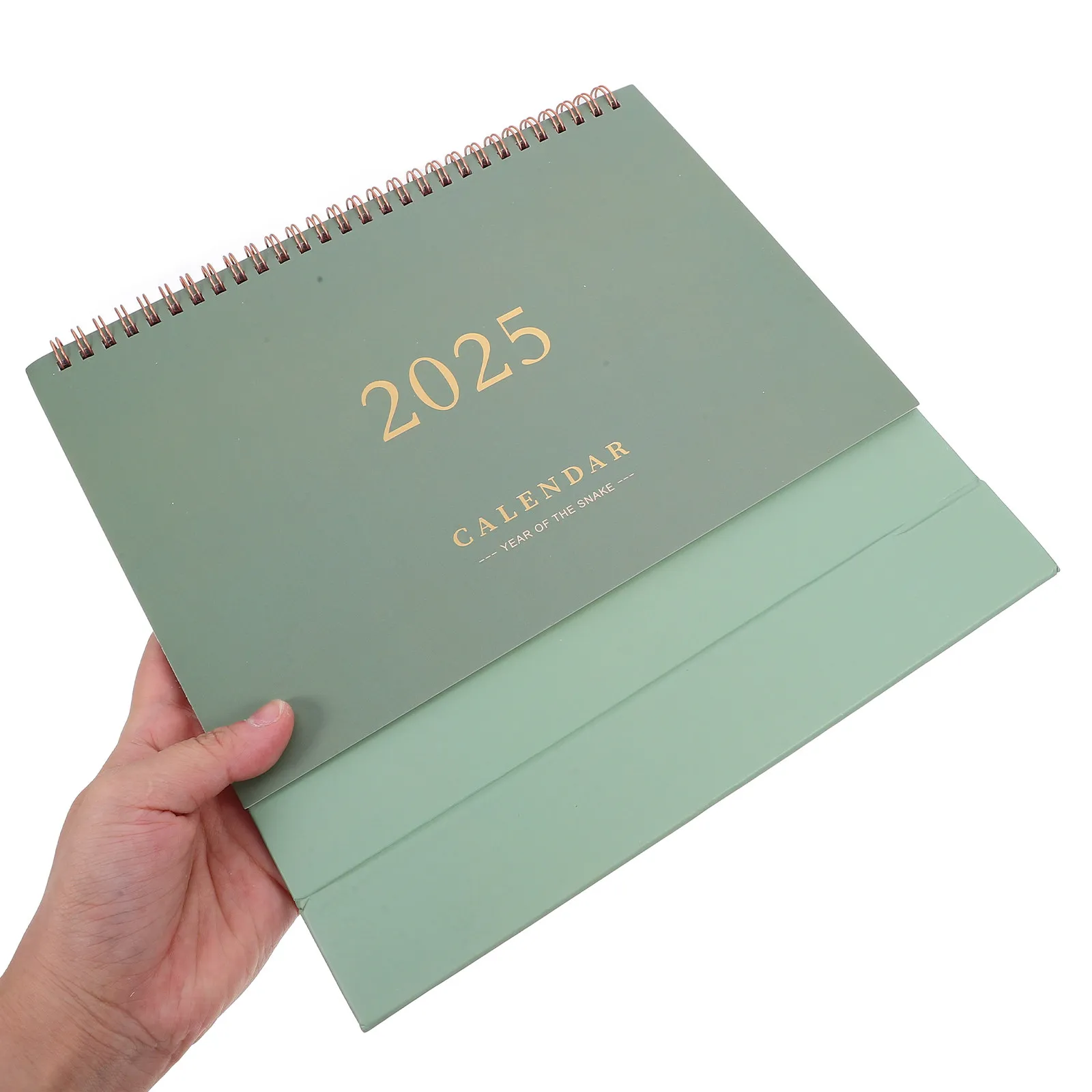 Minimalist Gold Foil Standing Desk Calendar Spiral Bound Sturdy Metal Wire Binding Desktop Month Calendar Office Supply