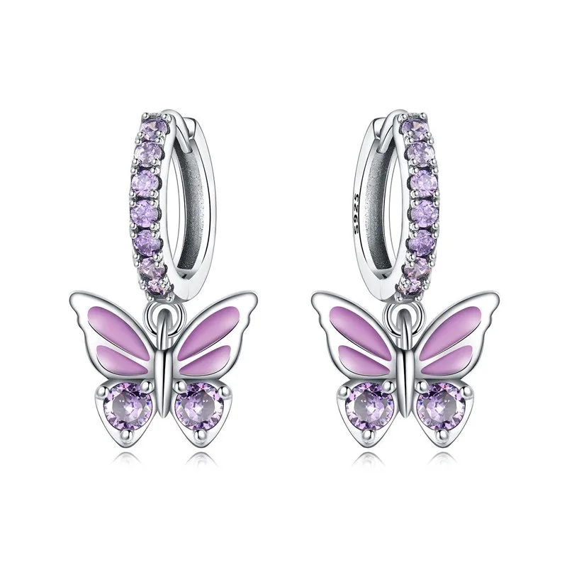 MISEFF Earrings For Silver 925 Fashion Butterfly Snowflake Earrings Cubic Zircon Ear Studs Silver 925 Original Jewelry Gifts
