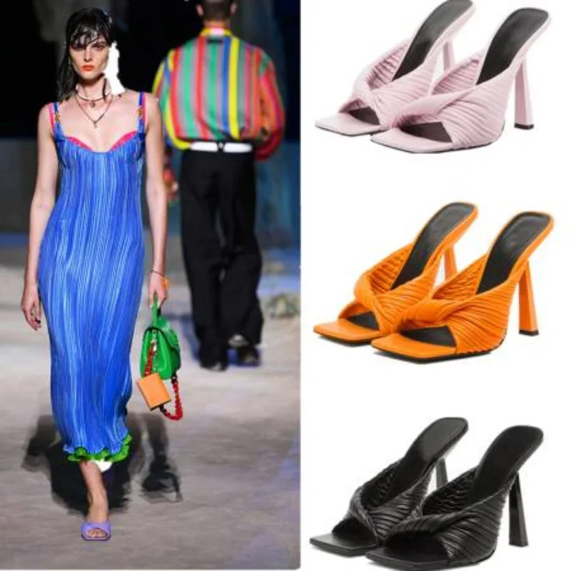 2023 Summer Sandals Women's Fashion Show Banquet High Heel Slim Heel Sandals Large 35-43 Women Heel Sandals Super High (8cm-up)